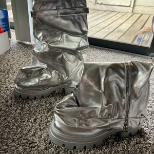 Silver Metallic Boots